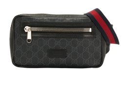 GG Web Belt Bag, Canvas, Black, 520981, 2*